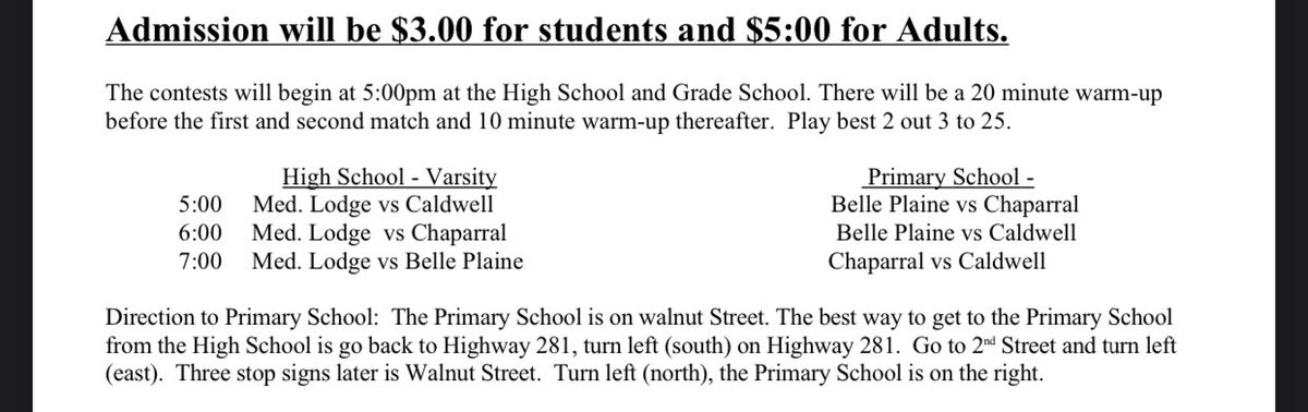 LadyJay_CoachA's tweet photo. Schedule of play for 08/30 at Medicine Lodge. @USD360_Caldwell https://t.co/fDNZOWNk8N