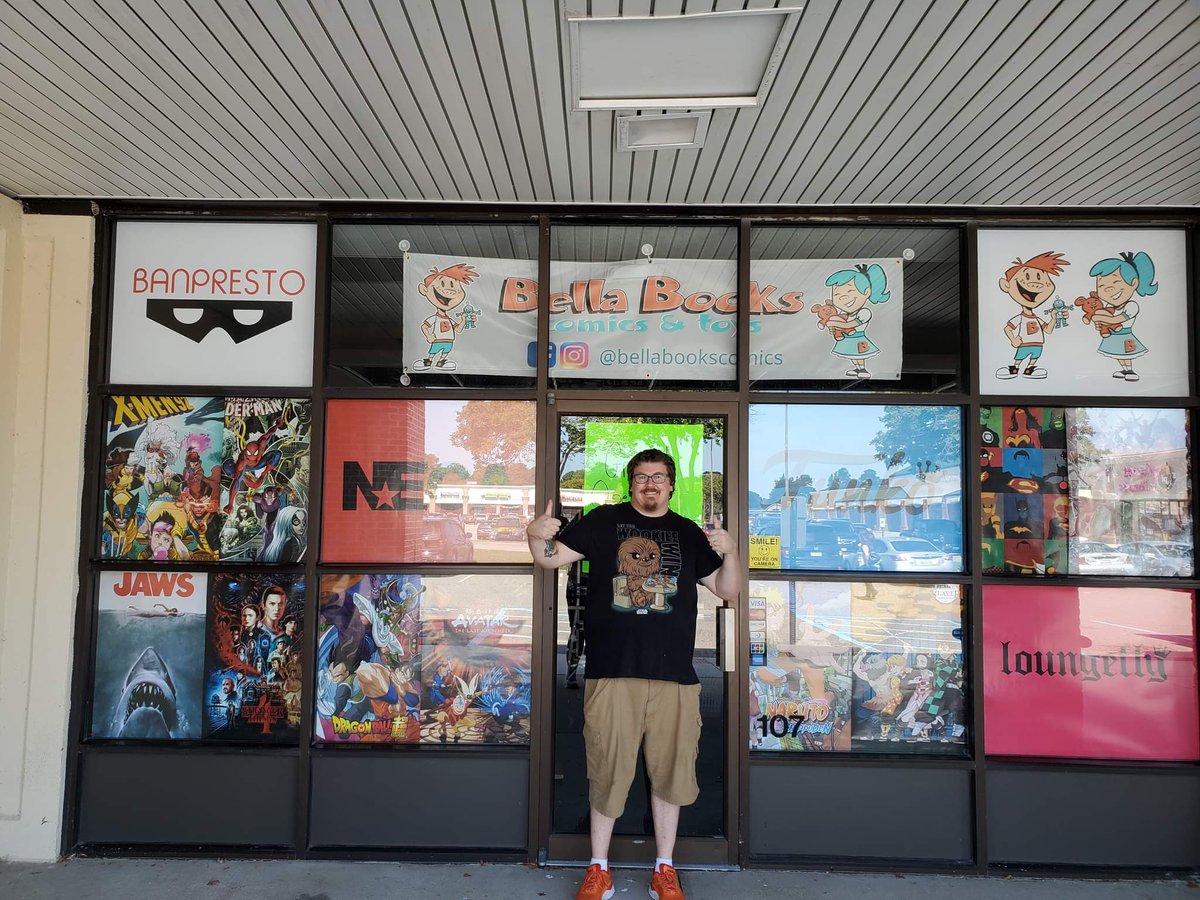 BellaBooksComic's tweet photo. Another fantastic update to the new Bella Books location. Our windows are looking amazing with all the different products you can find at our store. https://t.co/H9jhMqLBg3