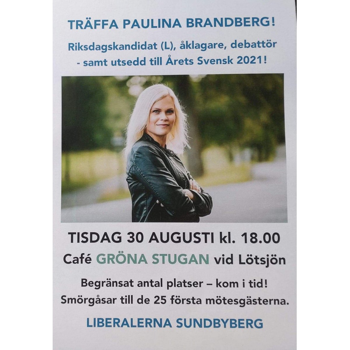 Pau_Brandberg's tweet photo. Imorgon kör vi ny vecka med flera rättspolitiska evenemang! Kom gärna och prata rättspolitik med mig!
Måndag: Upplands Bro
Tisdag: Sundbyberg
Onsdag: @Stockholms_univ och Mörby centrum

Dessutom: partidebatt om gängkriminalitet lördag 3/8 Hammarby Sjöstad 
https://t.co/KJ6AGmyhSh https://t.co/J89Y3fkgZO