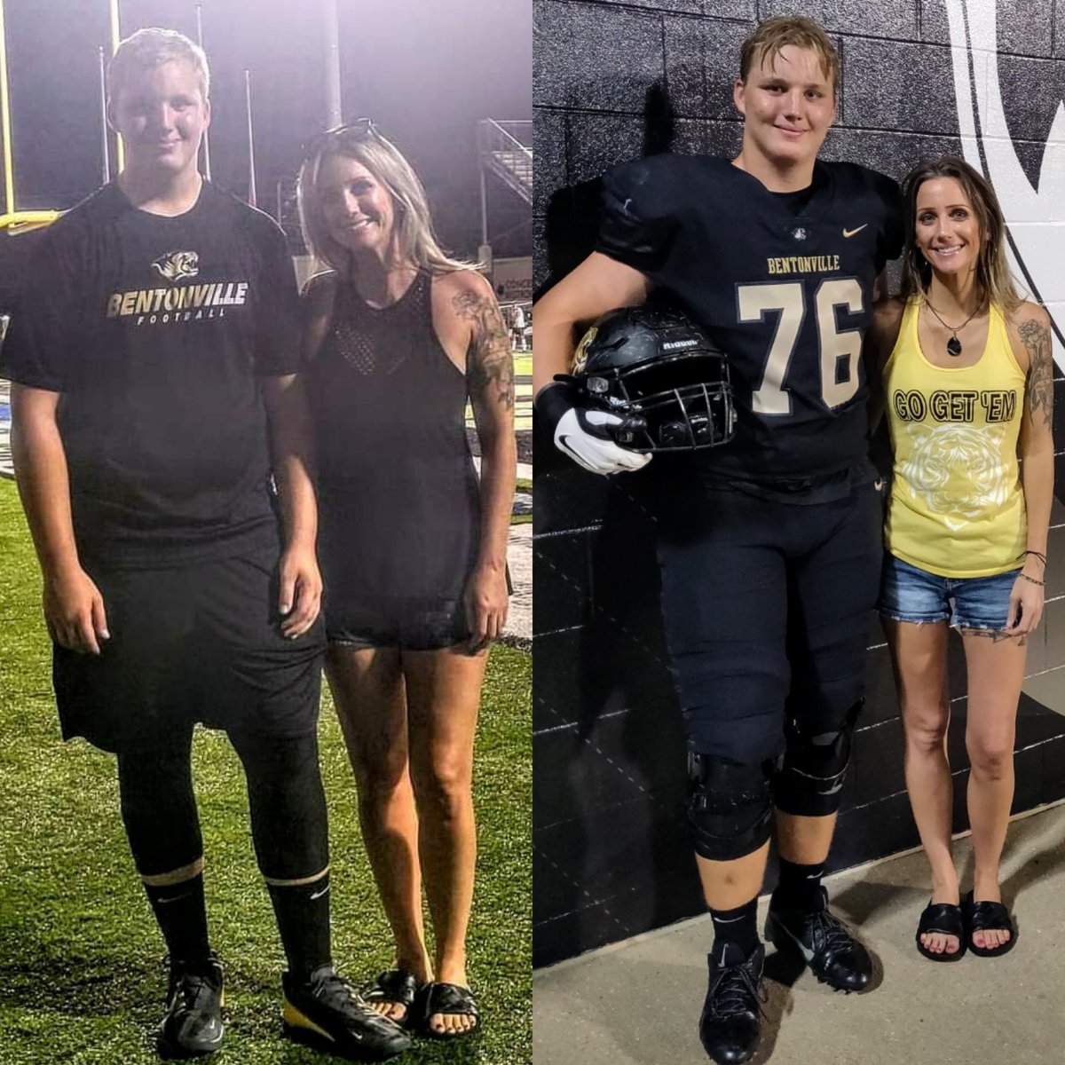 KatieHunt37's tweet photo. One year & one day difference.
#imnotshrinking #hesnotdoneyet #tigerstadiumfnl @BvilleFB https://t.co/8n43hKz72s