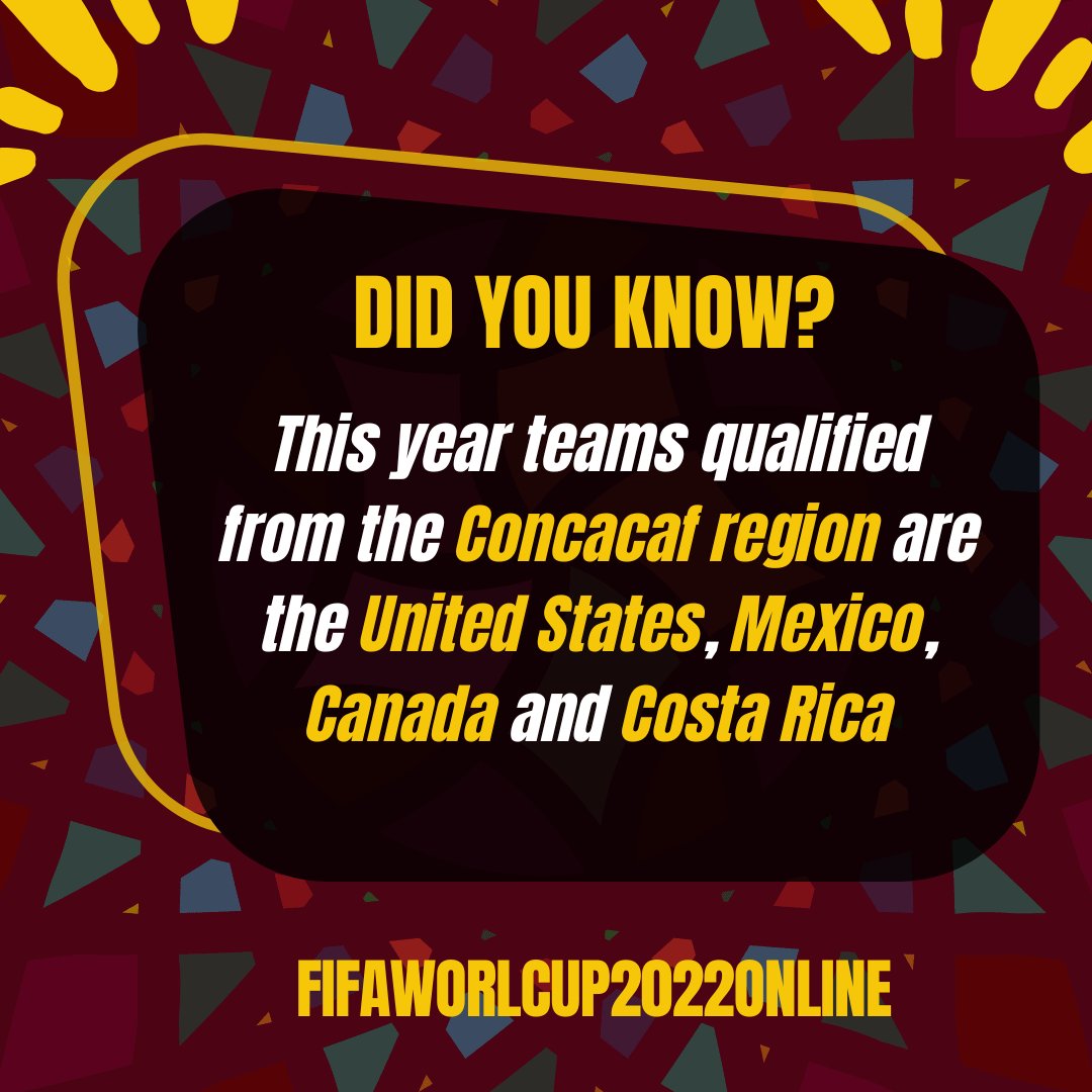FifaWC22online's tweet photo. FIFA World Cup Facts Series ✨
#day9
Check out the latest blogs and news to catch up in the FIFA World.
#FIFAWorldCup #FIFAWorldCup2022 #QatarWorldCup2022 #fifaworldcupfacts #facts #fifafacts #concacaf #concacafstates #concacafregions #USA #Mexcio #Canada #costarica https://t.co/wEWT2l7x00