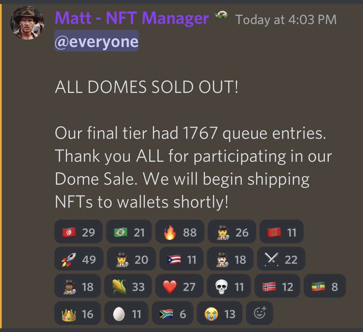 meta_clay's tweet photo. SOLD OUTโผ๏ธ Congrats to @CornucopiasGame for this strong show of support. #customdomes #Corn #Metaverse https://t.co/79fHNSZa9n