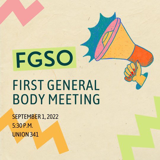 Come join us for our first general body meeting! We’ll be providing information about what we stand for, how students can get involved with us, sharing what we have planned for this semester, and free food! Meet us Thursday, September 1 at 5:30pm in Union 341! #untfirstgen #unt26