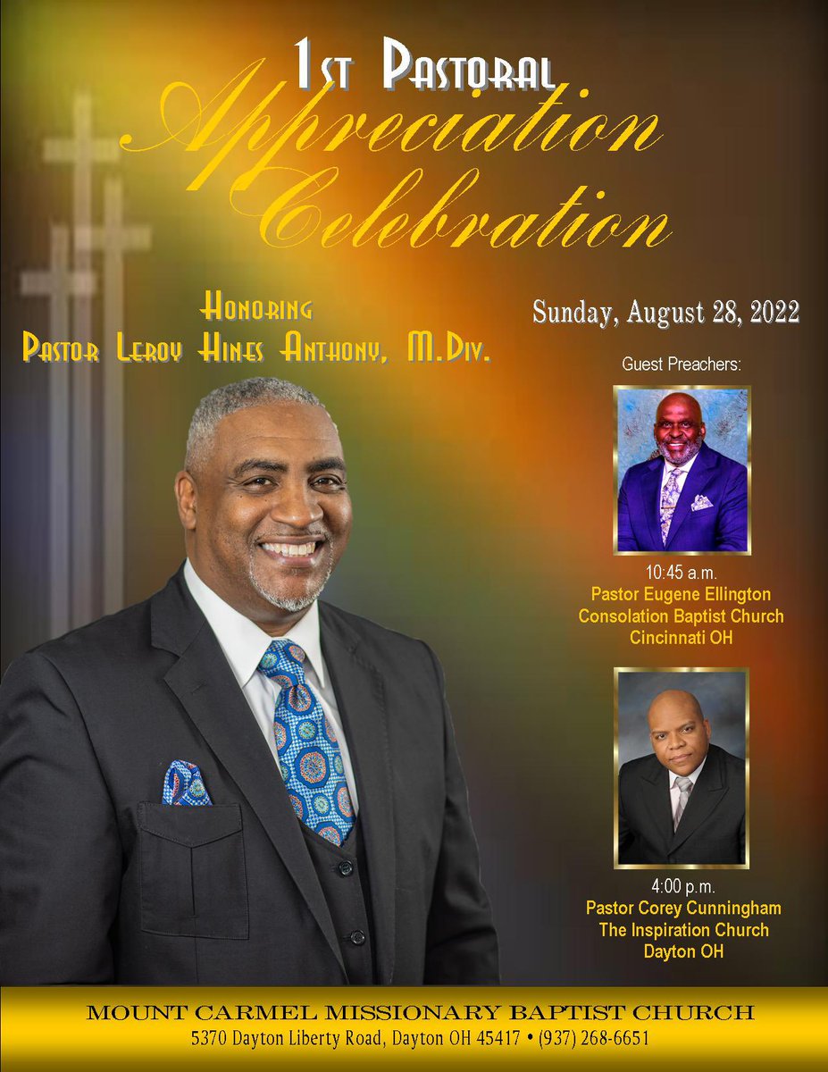 PastorCoreyC's tweet photo. Excited to celebrate with my friend Pastor Leroy Hines Anthony’s 1st year Pastoral Anniversary at the Mount Carmel Missionary Baptist Church! https://t.co/mdWIcUNqZd