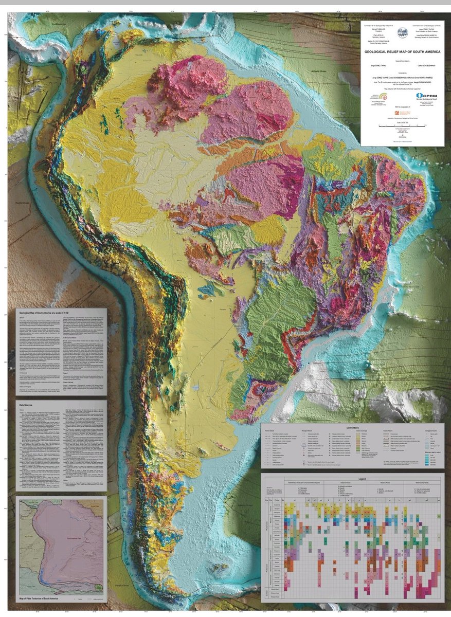 IGeociencias's tweet photo. Nuevo mapa geológico en relieve de Sudamérica publicado por el Servicio Geológico Colombiano @sgcol y el Brasileño

Se puede descargar con el sigue enlace https://t.co/WGsFstNAxO https://t.co/eYvXSzajub