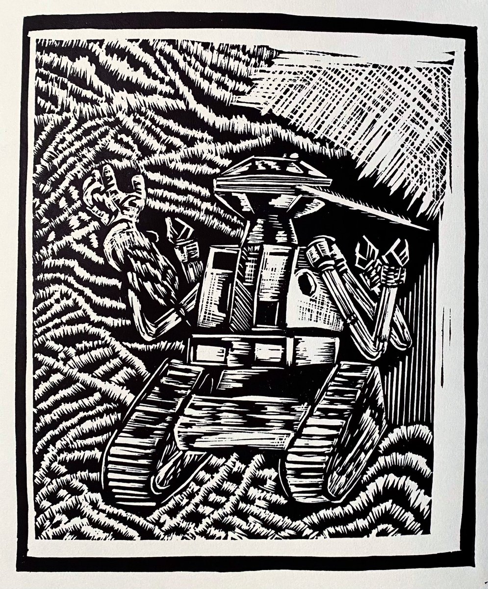 DuckSoups's tweet photo. Some fun chopping mall post cards for an exchange. #printmaking #prints #linocut #linoprint #drawing #reliefprint #robot https://t.co/wAi094Qubf