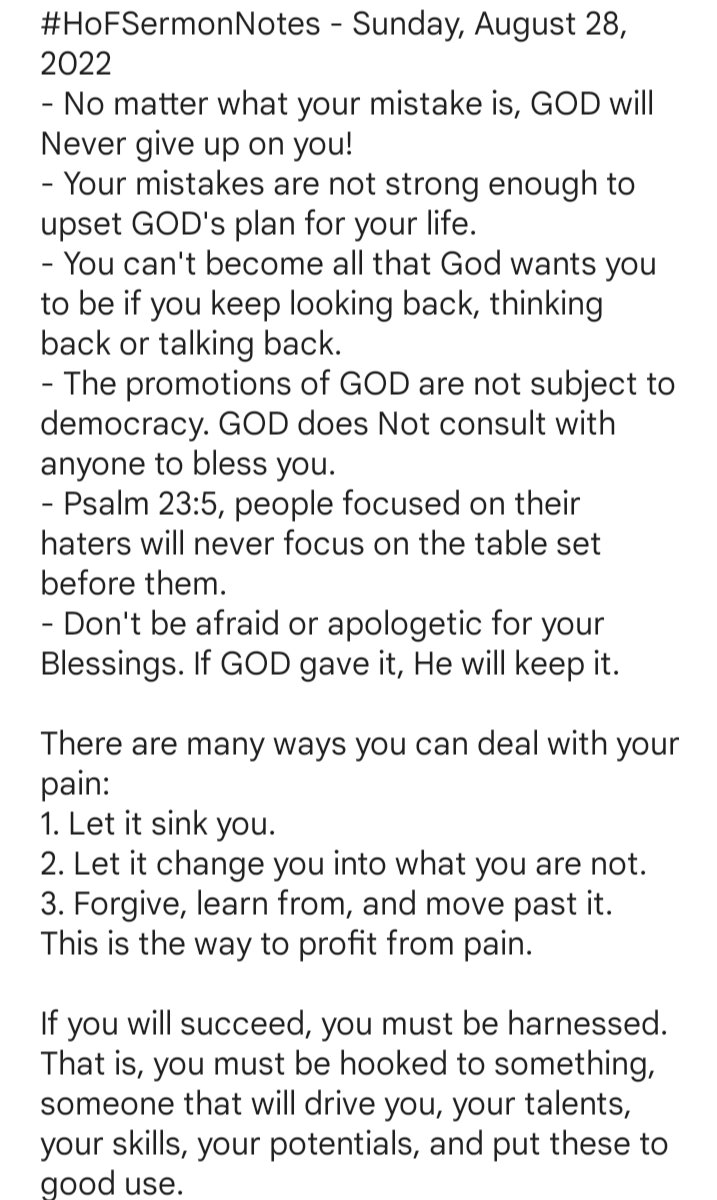 ThatAyoBankole's tweet photo. See a bit of my #HoFSermonNote from service today and last week Sunday. https://t.co/ZUaXBs1M6s
