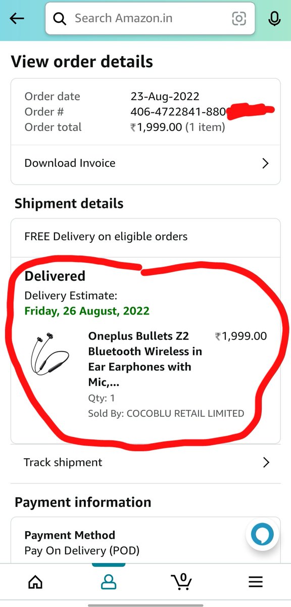 amitroy2779's tweet photo. @AmazonHelp #CocobluRetail
Could you please look into this product, as i can see this product being sold by you.

I have received wrong product (Infinity -neckband) instead of bullets wireless Z2 in the One plus bullets box. https://t.co/PlOxwdEgwo