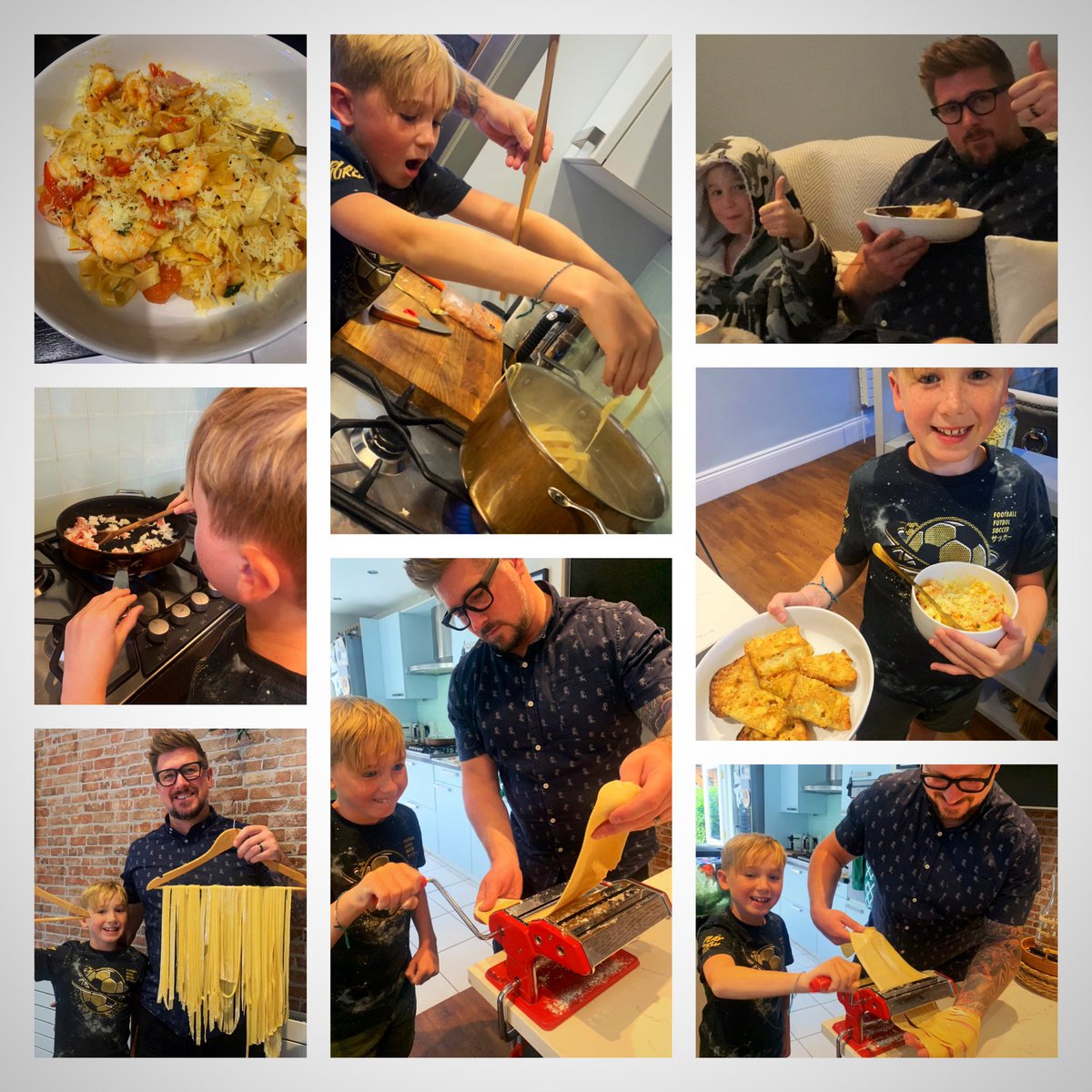 It started with picking the veg from the garden,making his own pasta&amp; also a scrumptious pasta sauce (tomato, prawn, pancetta, basil and chilli) from scratch.I’m a very proud mum of my little master chef!!!Goggles stop the onion tears! 🤣 #MasterChef <a href="/michelrouxjr/">Michel Roux Jr</a> <a href="/Ginofantastico/">Gino D'Acampo</a>