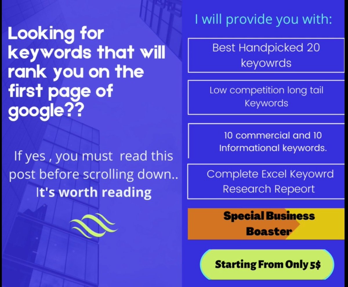 MUSLIMAH_13's tweet photo. -Keyword Research starting from 5$. 
-I will provide 5 more keywords on a project more than 15$.
-Contact me if you are interested. https://t.co/eJlE2Of1wg