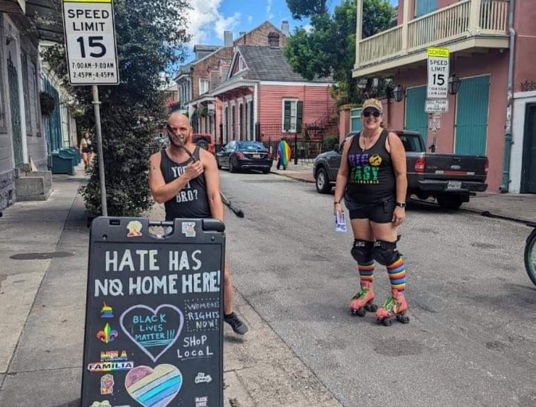 BigEasyRD's tweet photo. Some of our skaters skated the French Quarter today to put up flyers for our game THIS coming Saturday night! Make sure you come out to the #BERD warehouse in #NOLA to see the Hippies and Goths battle it out, game starts at 7:30pm! https://t.co/TAgaO7QiGx https://t.co/54VCXu0yA0