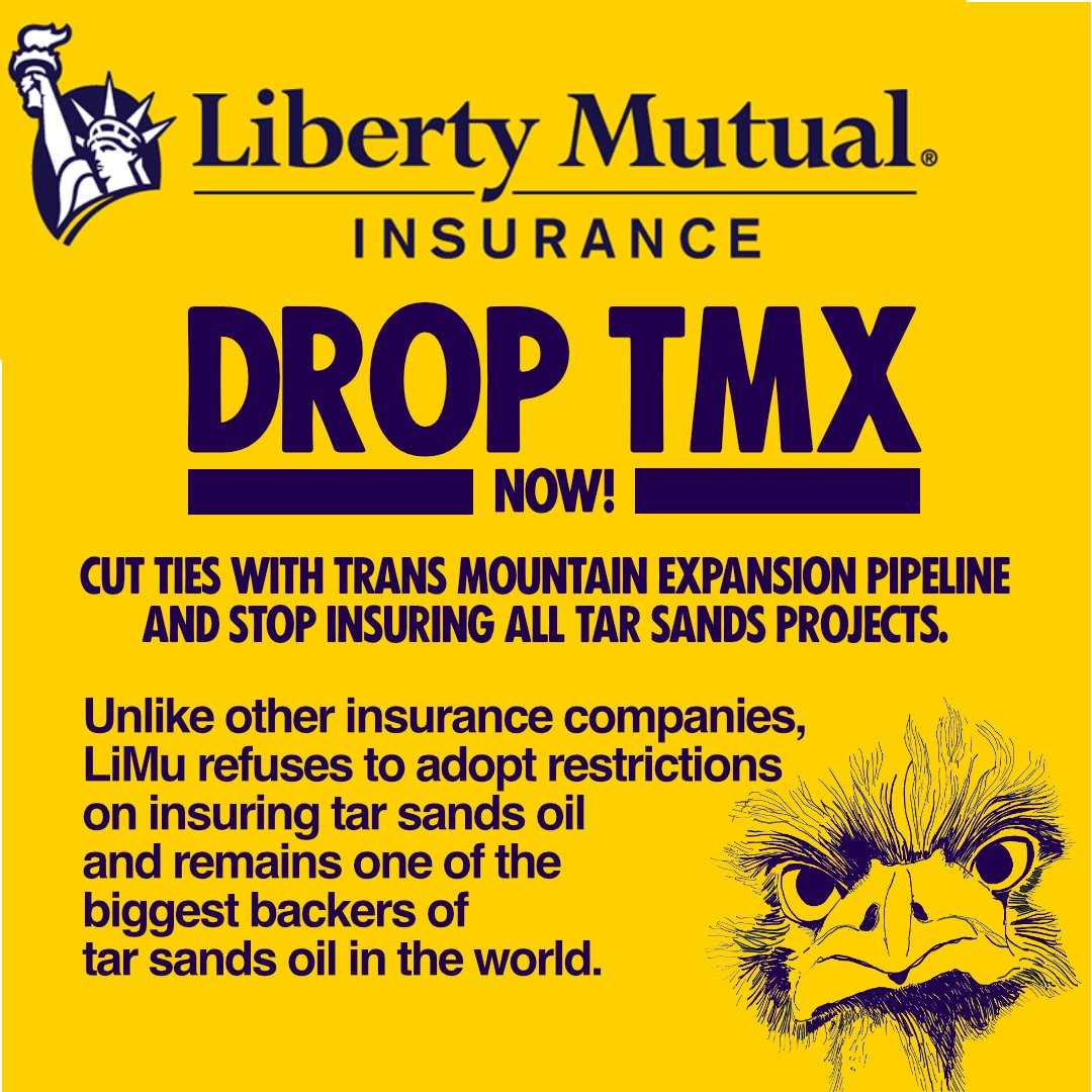 egmoss's tweet photo. Liberty Mutual backs tar sands projects. That’s bad. No more fossil fuel infrastructure in <current year>! #LibertyDropTMX #StopTMX #insureourfuture @LibertyMutual @AskLiberty https://t.co/GzKvYopkCb