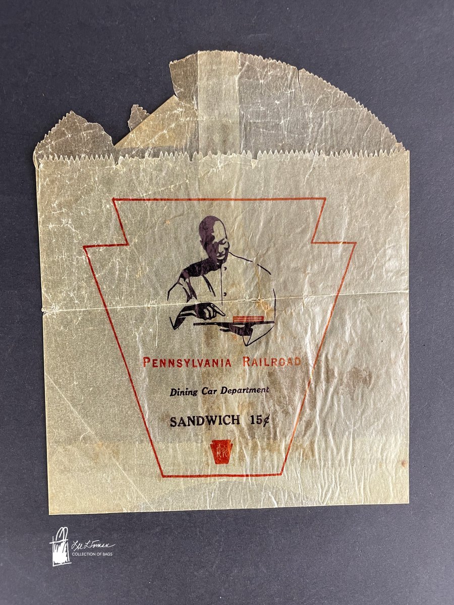 238/365: During WWI, the Pennsylvania Railroad actively recruited African Americans from the South to work as porters, chefs, and waiters - as represented on this sandwich bag. Position were, however, limited with white unions blocking the more skilled positions.