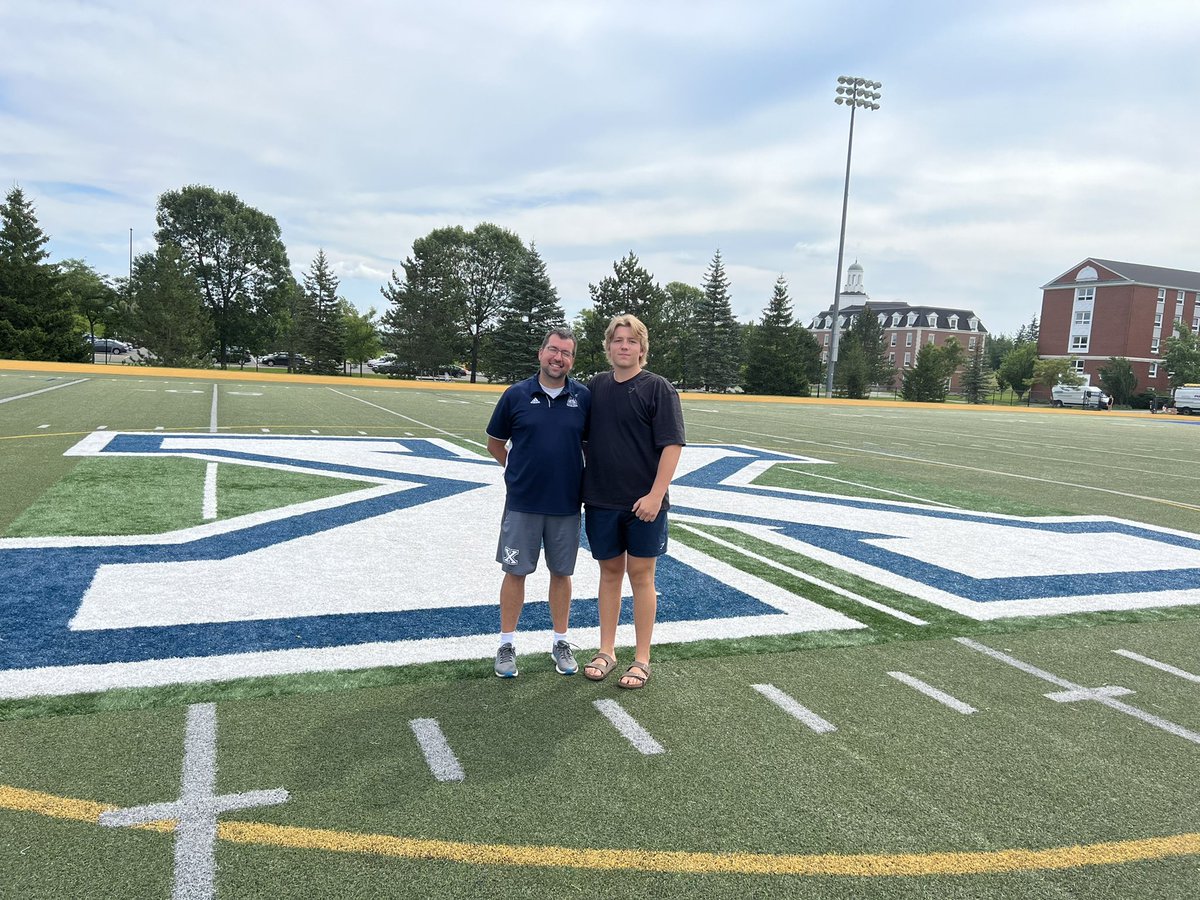 KaiGrose's tweet photo. Thank you @StFXFootball for the official visit and game day experience. I want to thank @GaryWatermanX @JonSvecX @CoachVDH Coach Bance Coach Daley for putting together such a good time at STFX! The personal touches made the experience very memorable. Congrats on the win as well!! https://t.co/4njdqLq14Y