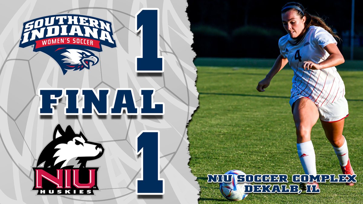 ⚽️ FINAL | USI 1 (2-1-1), NIU 1 (1-0-2).

In a competitive road match, USI earns a draw. Taylor Hall scored the goal for USI, her first of 2022. USI put four of their nine shots on goal.

The road swing concludes for USI on Thursday at North Alabama.

#GoUSIEagles #OVCit #OVC75