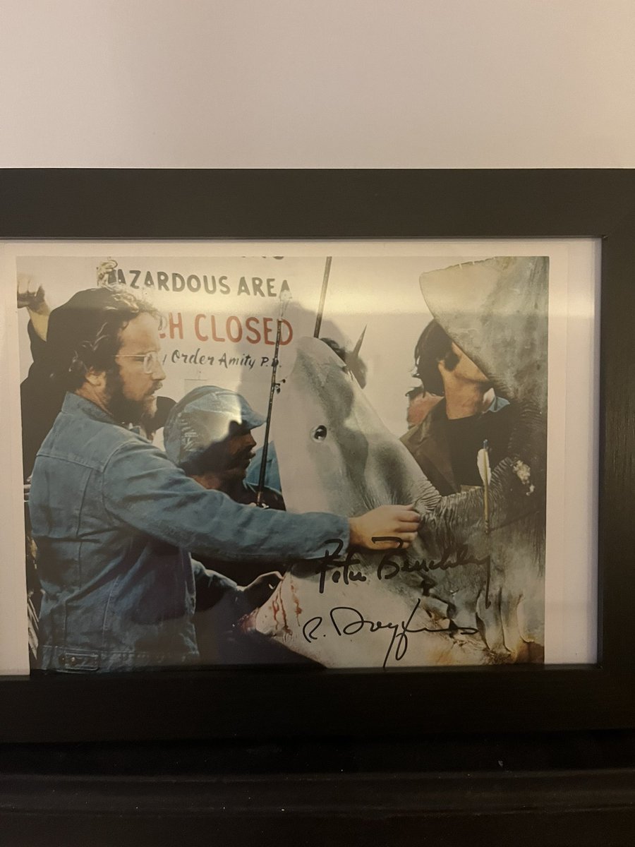 Zammo72's tweet photo. When your sister knows EXACTLY what to get you for your 50th. #Benchley and @RichardDreyfuss putting their scribbles on it for the win #Jaws https://t.co/rW7cOeQQb0