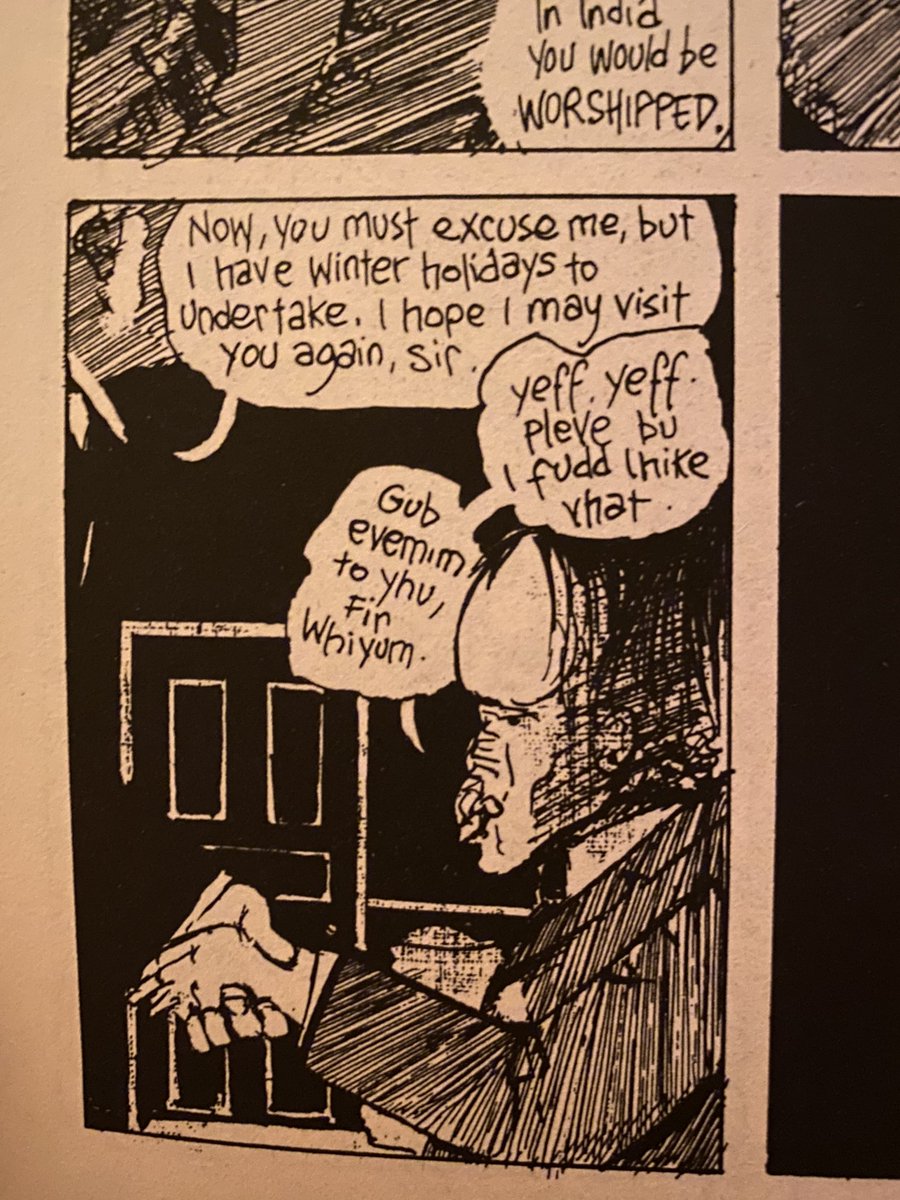 RFCook_Films's tweet photo. I’m finally getting around to reading #AlanMoore and #EddieCampbell’s #FromHell
Beautiful two page sequence of #WilliamGull meeting #JosephMerrick. Brilliant use of Alan Moore’s trademark use of repeated frames.
#Comics #GraphicsNovels #ElephantMan #JohnMerrick #JackTheRipper https://t.co/wJa9pPDHYw