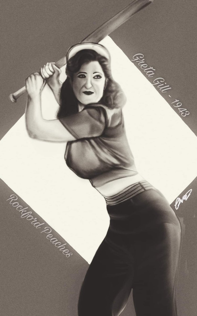 Jessavery20151's tweet photo. @DarcyCarden Greta Gill for the Rockford Peaches! 
If you haven't already go watch @LeagueOnPrime !

#digitalart #LeagueOfTheirOwn #GRETAGILL #greta #baseball https://t.co/5jWjvnZxZZ