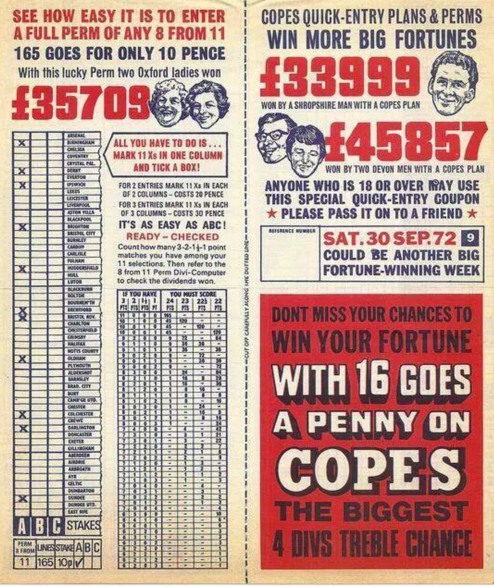 footballmemorys's tweet photo. Copes Pools Coupon
#Copes #Pools #TrebleChance #ScoreDraws https://t.co/JLUdRgW12E