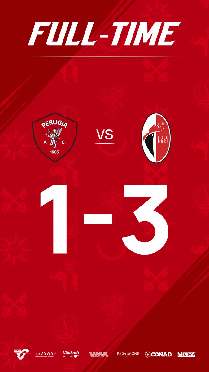 ACPerugiaCalcio's tweet photo. Dopo 5' di recupero termina la gara del #Curi!
#PERBAR 1-3
Reti: 10' pt #Folorunsho, 9' st #Cheddira, 12' st #Strizzolo, 24' st #Antenucci
#forzagrifo #nosiamoperugia @Lega_B #SerieBKT #PerugiaBari https://t.co/zrTvKGiLDp