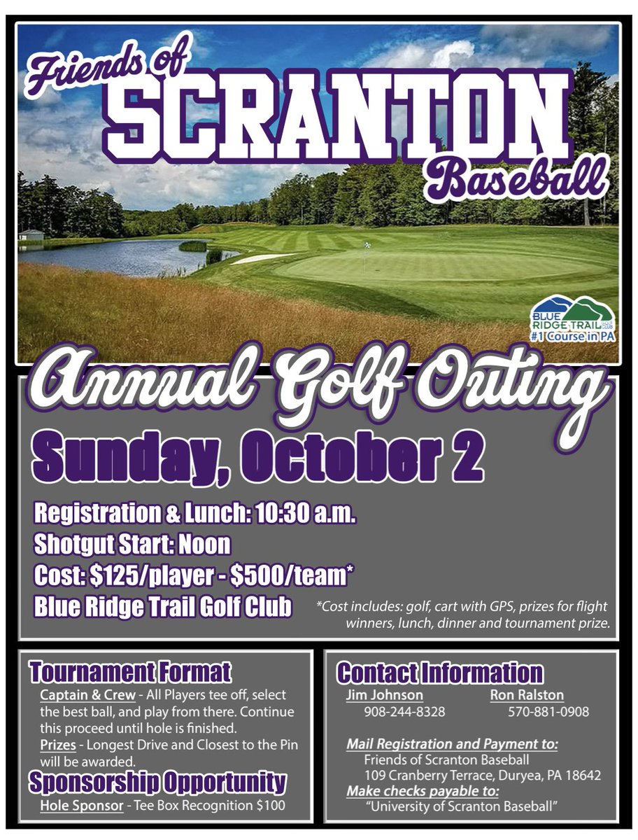 Please join us for a day of golf, laughter and great prizes. <a href="/UofS_Baseball/">Scranton Baseball</a>