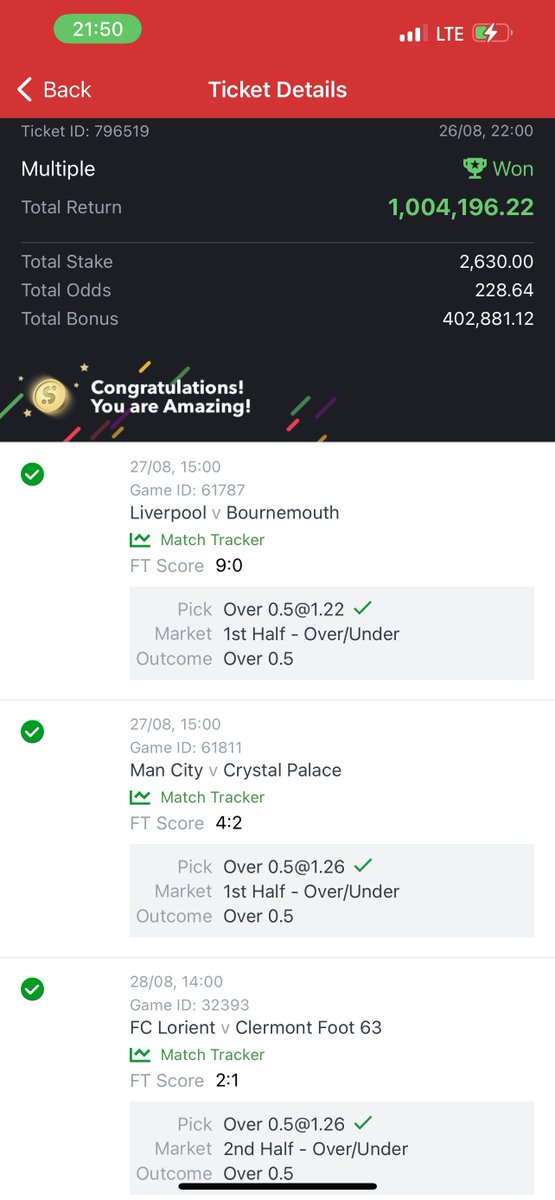 FreshBossTips's tweet photo. SportyBet don finally pay as usual 🏆

228 odds boomed ✅

1M landed safely ❤️

Let’s bag more millions this week ❤️❤️

What a weekend 🫡✅ https://t.co/Cmpt8lUUCb