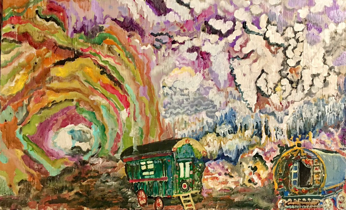 amitallman1's tweet photo. Ami Tallman: gypsy caravans sheltering in a Persian salt cave
Acrylic on reclaimed wood
21” x 13 inches
#persia #gypsy #caravan
#amitallman #bluechipaf #earnesty #irrigourous @rexatious #feyfists #womenartists #prettyviolent #artcentermfa #homelessartist #homeless #unhoused https://t.co/prkmHd9gJs