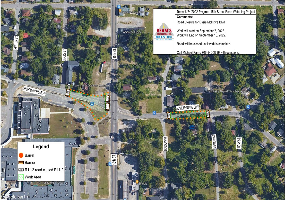 DOT on Twitter "Richmond County Essie McIntyre Blvd. to close