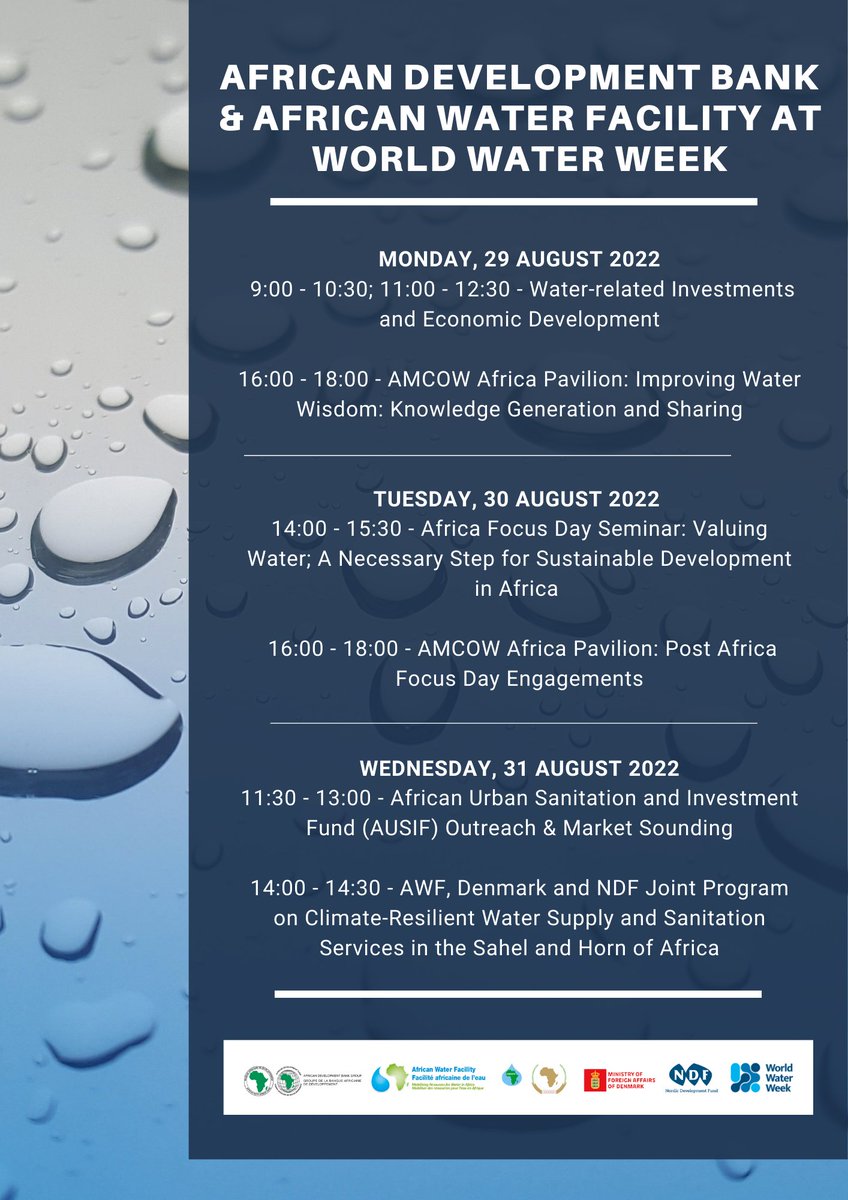 The Stockholm World Water Week which began earlier this week is entering its onsite phase from tomorrow. The AWF team is on ground and we look forward to engaging with stakeholders, donors, and industry colleagues. Here’s an overview of our main activities. #WorldWaterWeek