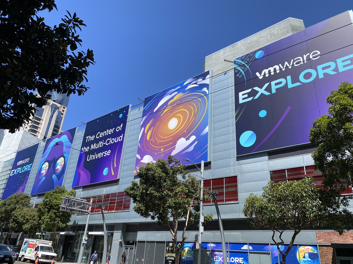 VMware's tweet photo. This week, San Francisco is the Center of the Multi-Cloud Universe. Welcome to #VMwareExplore 2022! https://t.co/r3e2VX9cRD