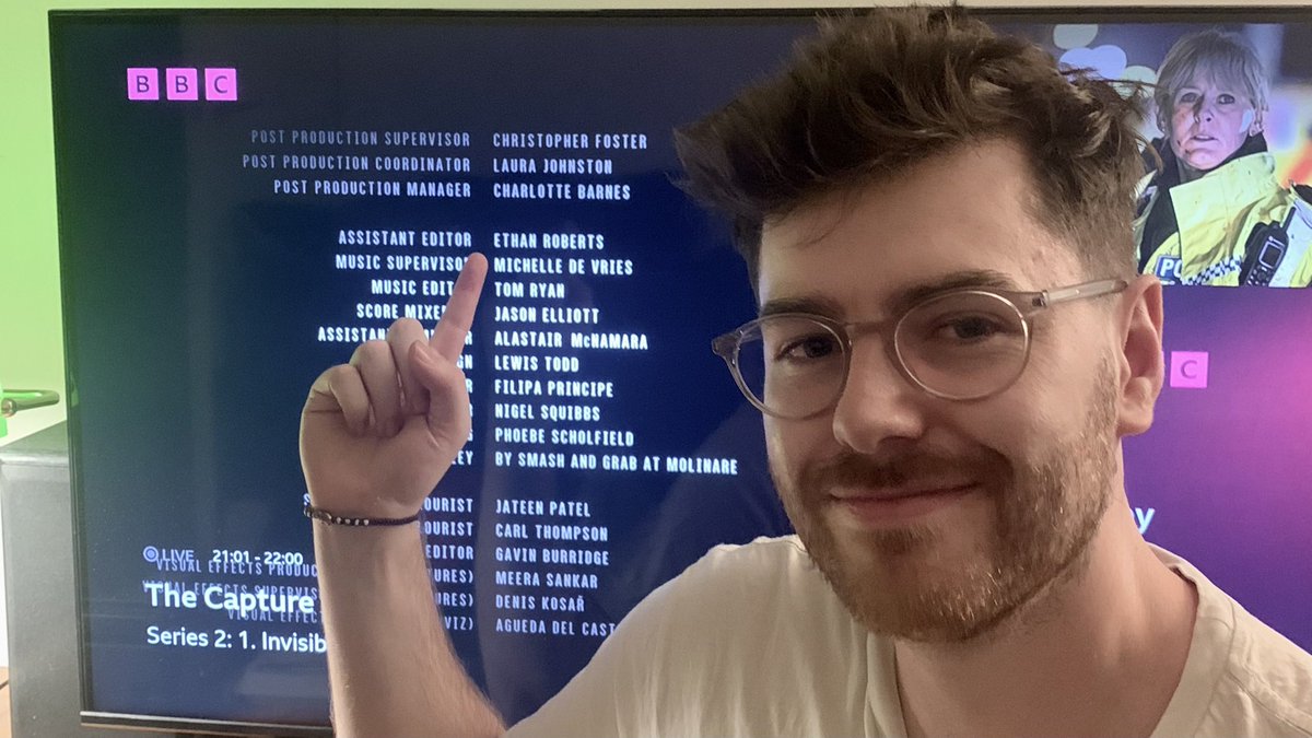 EthanLRoberts's tweet photo. Quite proud of this one! First prime time show under my belt as Assistant Editor. #TheCapture #PostChat https://t.co/xOZkaIGRZn