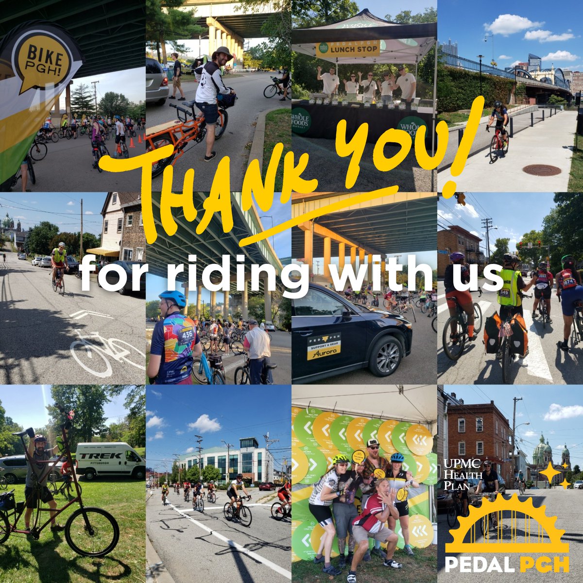 BikePGH's tweet photo. Another one for the books! @UPMCHealthPlan PedalPGH would not be the same without the volunteers, staff, sponsors, partners, vendors, mechanics, marshals.... EVERYONE!

🎉THANK YOU again, and see you at our 20th Anniversary Party next month, STAY TUNED 🎉 https://t.co/ByOFXMlz3c