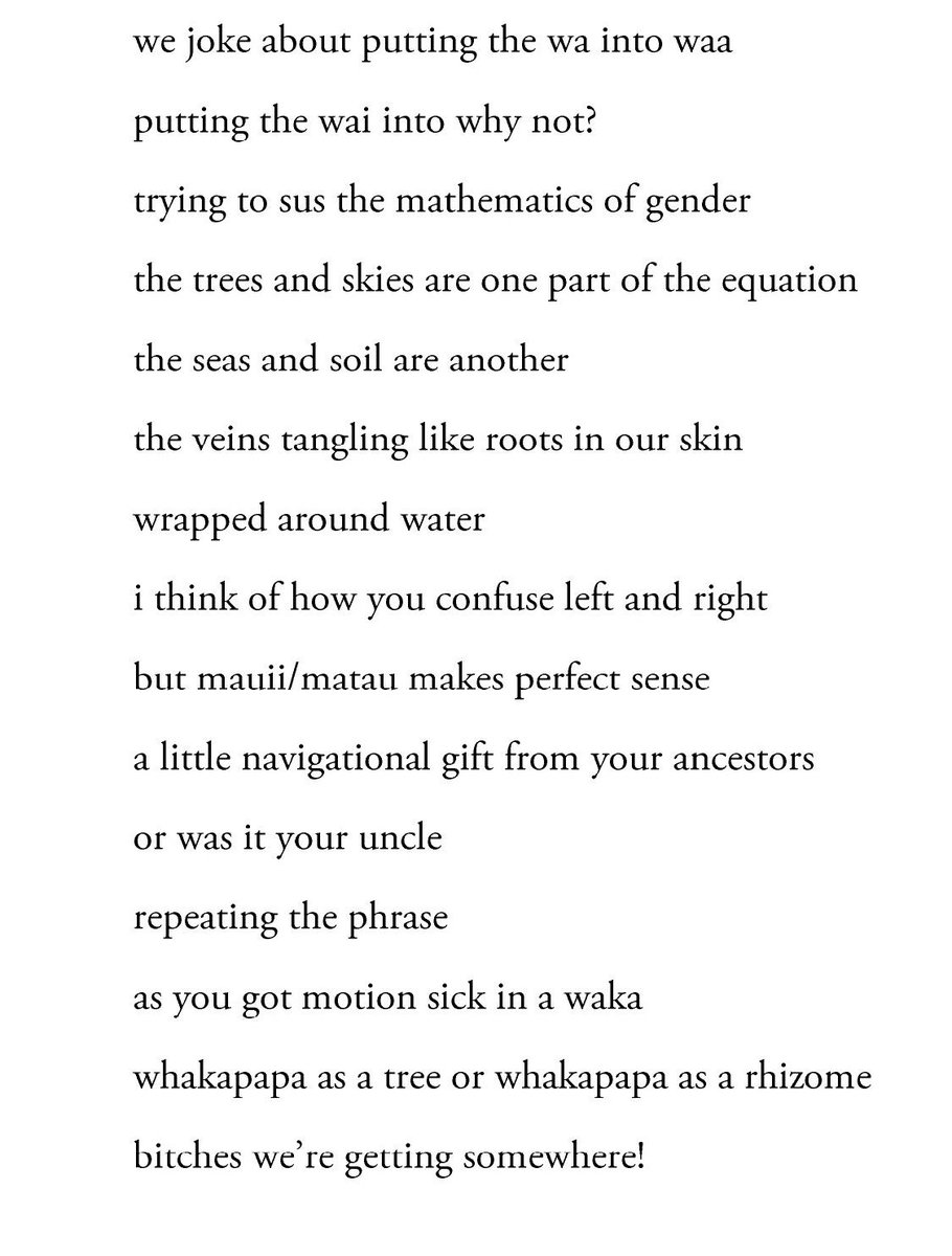 ired0mi's tweet photo. A poem I shared to my Insta on Poetry Day but forgot to share here lol.

'We Walk Backwards Into Gender'

For Lyssa, Hana, Tāwhanga, Trin, Benjamin, Pounamu, Huriana, Emmy, Yaron, Ngaio, Whiro &amp; many others past present and future. 

For Angus; someone I never knew. 

&amp; for you. https://t.co/cjRyXiA9dH