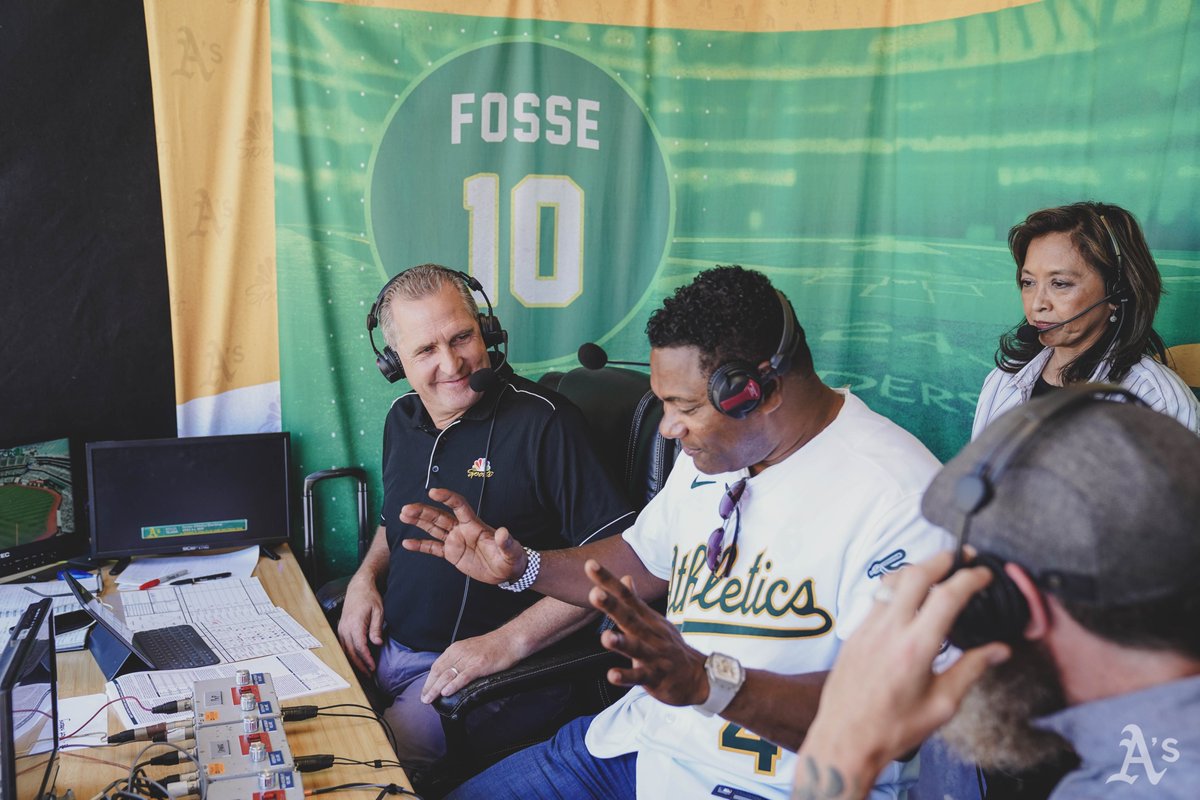 Athletics's tweet photo. Familiar face in the booth today 👀
#2002StreakTeam | #DrumTogether https://t.co/rsHw5NVD6e