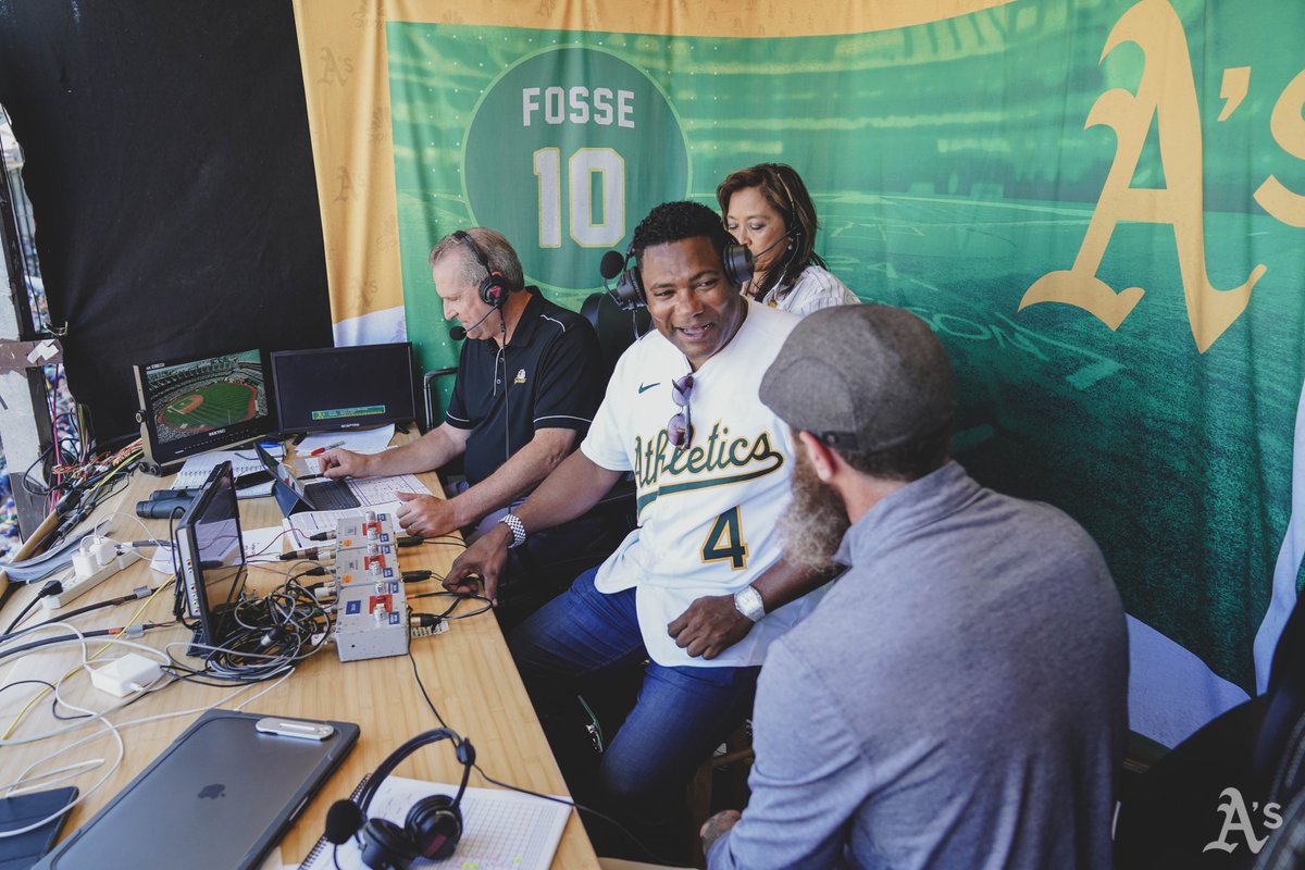 Athletics's tweet photo. Familiar face in the booth today 👀
#2002StreakTeam | #DrumTogether https://t.co/rsHw5NVD6e