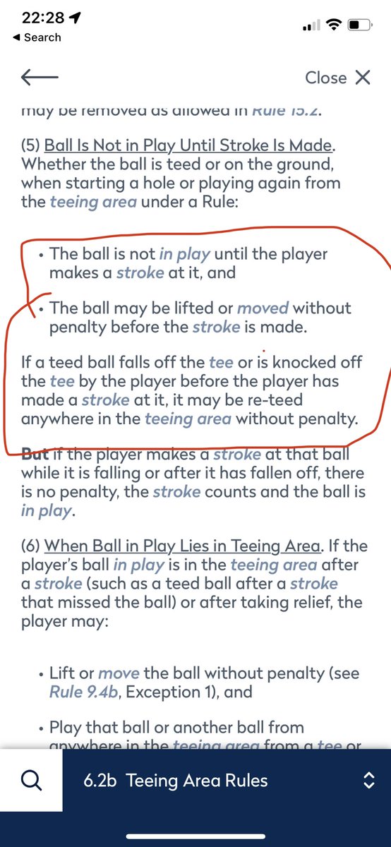 vincentnaughton's tweet photo. @philiplapp @PGA Ball is not in play yet rule 6.2 b https://t.co/tASSpUZGAl