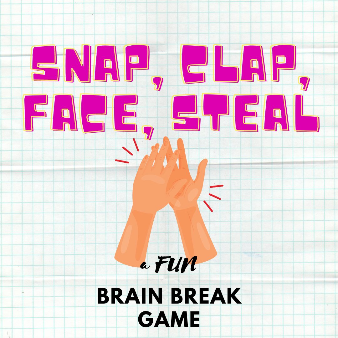 JudiHolst's tweet photo. If you're looking for a quick brain break game to play with your students, you might want to try, "Snap, Clap, Face, Steal." I've explained the directions and provided a couple of video examples. #tlap #mschat #brainbreak #education #edgame #teaching
https://t.co/mAurzWbcRO https://t.co/Ysi4fLGLTJ