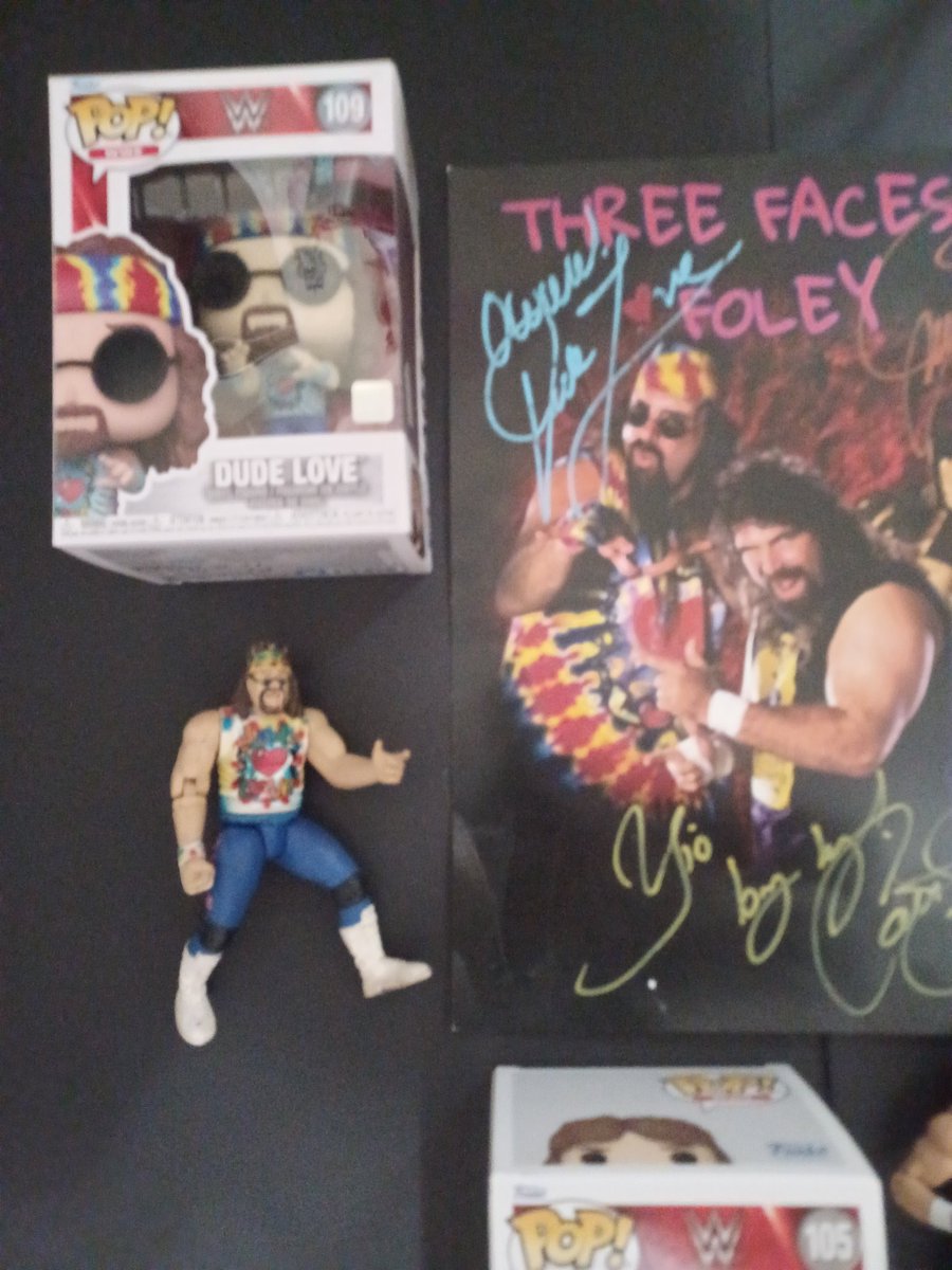 Rebel_Collector's tweet photo. #Finally #3FacesOfFoley is completed well we need an #Elite #DudeLove please @RingsideC @Mattel 

#ThreeFacesOfFoley #DudeLove #ManKind #CactusJack @RealMickFoley thank you for everything you did to bring us entertainment and happiness #RebelFamilyCollection @kariina69 https://t.co/hVBCiumOBA