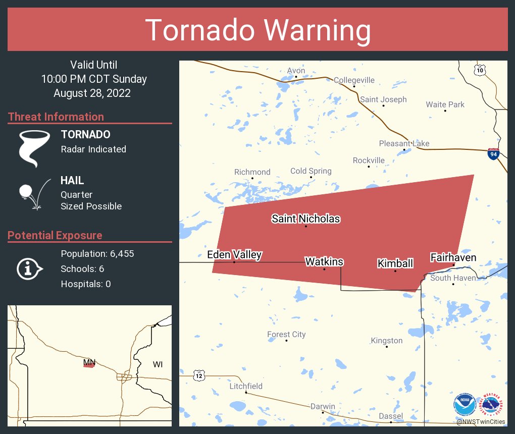 NWS Tornado on Twitter "Tornado Warning including Eden Valley MN