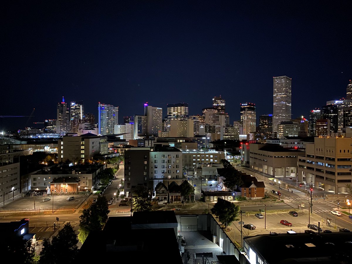 JeffDMosier's tweet photo. Going away shindig Tuesday in Las Vegas -- thanks to everyone. Moved to Colorado where I start work with the marketing team at Denver Health in the morning. Treated to a nice sunset and downtown view from my balcony tonight. Not bad, Denver. https://t.co/ekDMYTTkPb