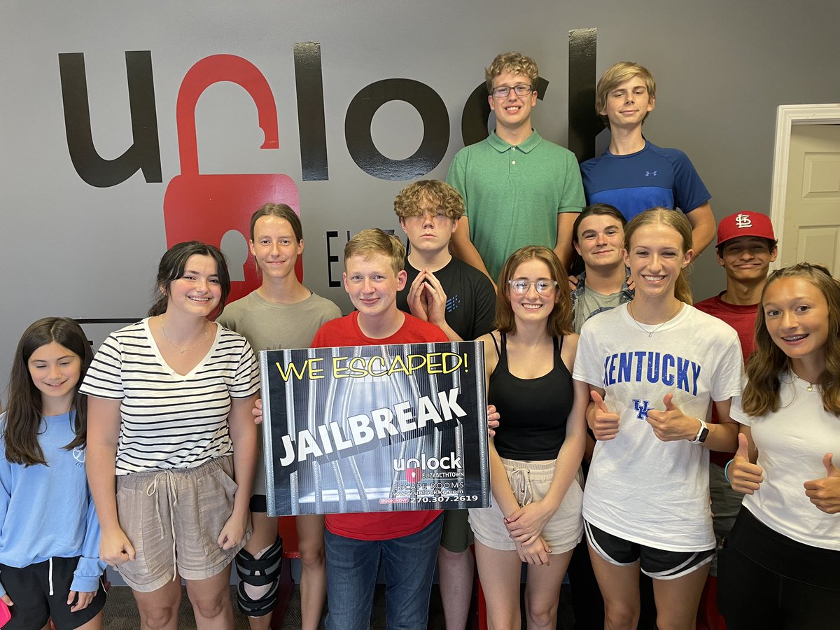 BUMCYOUTH2's tweet photo. We busted outta there! 🔐 Such a fun way for our BUMC youth to kick off our new Wednesday night series that begins this week! 

So much fun with these kiddos! Can’t wait to watch this group fall in love with Jesus this fall!
#zaxbysforthewin #ihopWHAT #tribe2022 #ifyouknowyouknow https://t.co/gxEytMqBIr