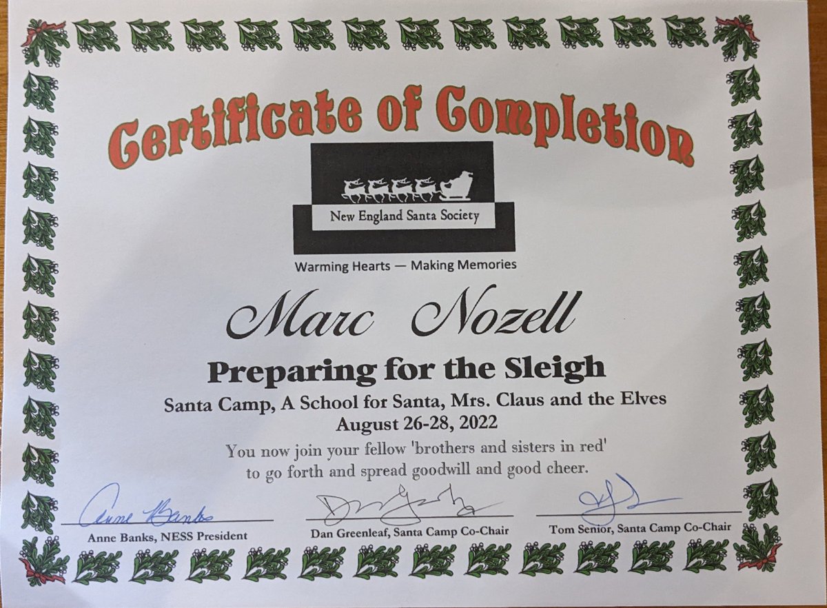 MarcNo's tweet photo. It is time to add this new certification to @LinkedIn
#SantaLife @ #SantaCamp
FYI: https://t.co/HEFLHVsthn is accepting bookings now for house visits, family parties and Christmas Eve "Sneak-a-Peek" visits/videos https://t.co/sn0sAdCqS3