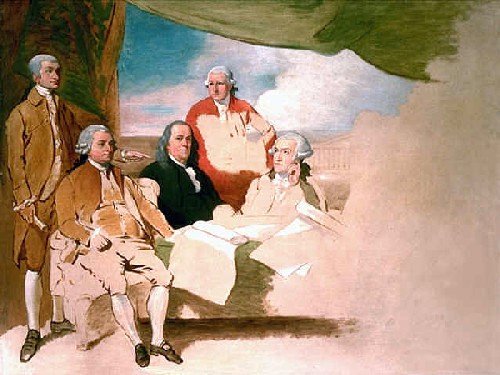 MilHistNow's tweet photo. On this day in 1783, the Treaty of Paris officially ends the American War of Independence. The British delegation to the peace conference is so perturbed by their country's defeat that they refuse to pose for a painting of the signing ceremony. https://t.co/j0E97YPYKw