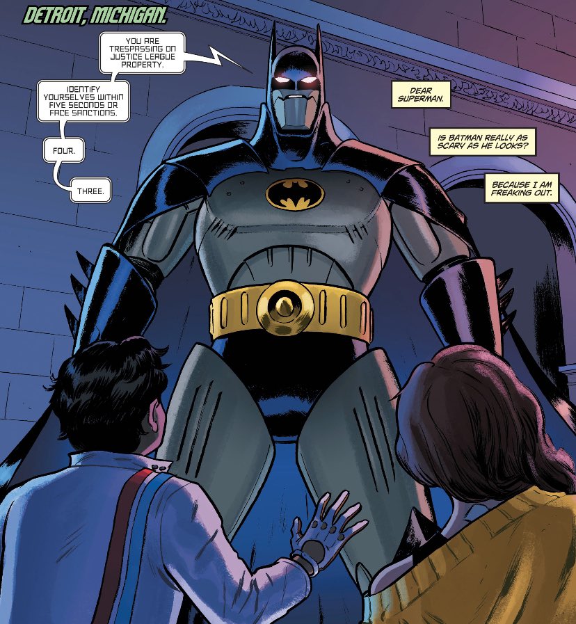 chelsdaniel280's tweet photo. “Dear Superman. Is Batman really as scary as he looks? Because I am freaking out.”
(Dial H for Hero #4 - Sam Humphries, Joe Quinones, Tom Fowler, and Jordan Gibson)
#MiguelMontez #Batman
#Superman #SummerPickens
#DCWonderComics #dccomics https://t.co/eedSB9Wvzs