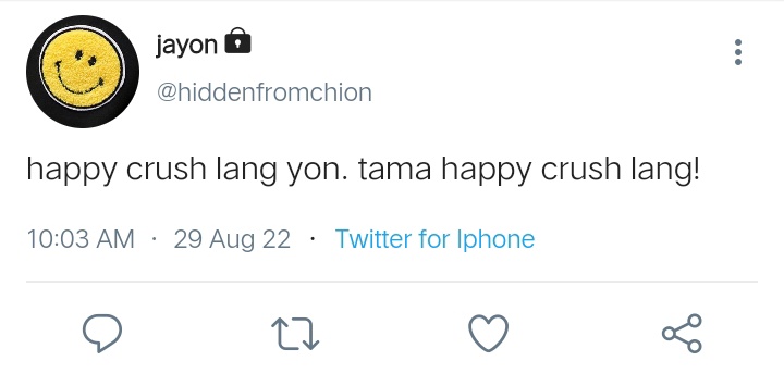 solaris_writes's tweet photo. It's just a happy crush. (sunsun)

Jayon's (psh) friend often notice how Ja would make things just to get noticed by Chio (ksn). And when they asked him what he really feel for the youngest, he always answer...

"It's just a happy crush, nothing more nothing less." https://t.co/Cs6EGCKtBd