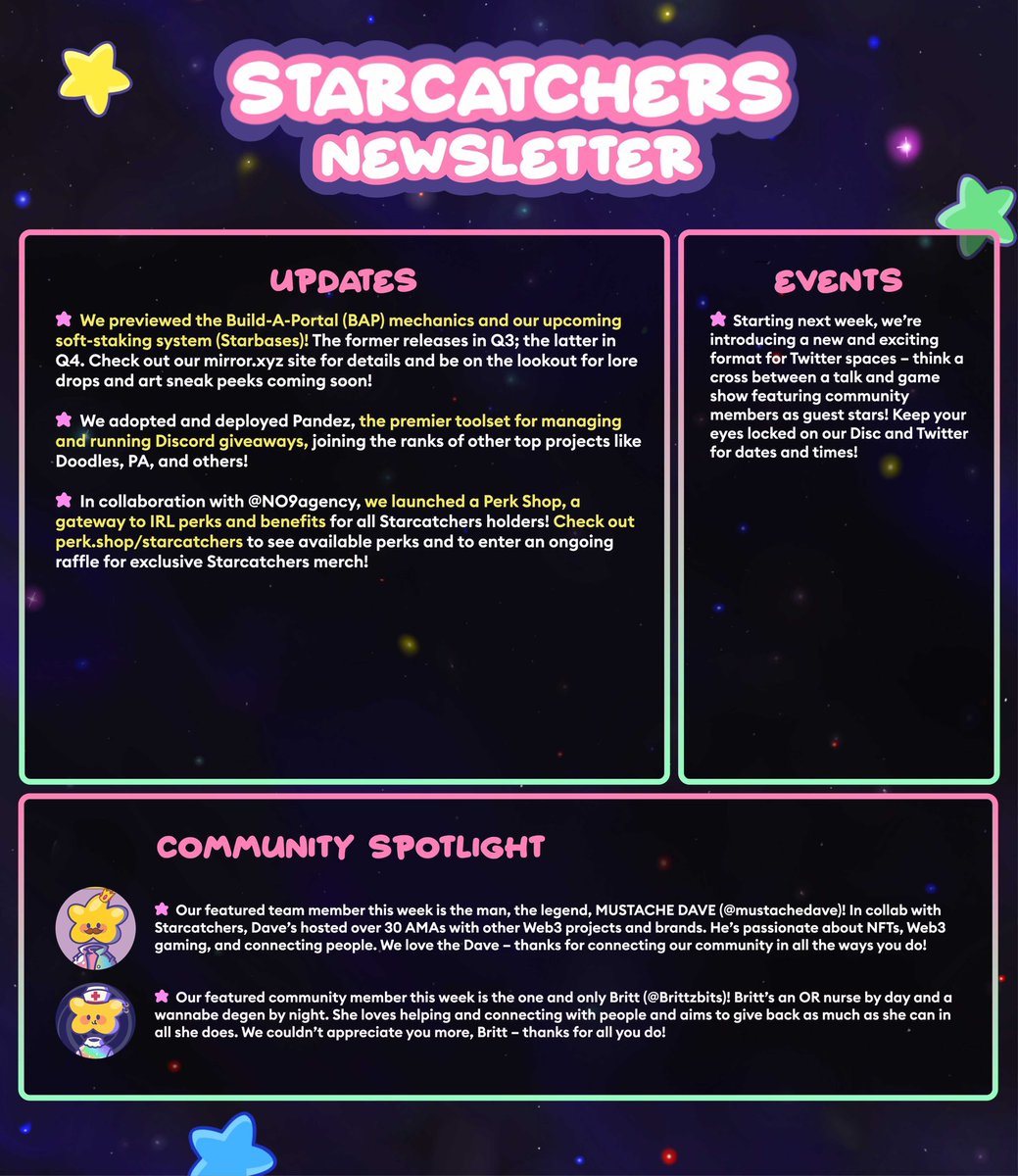 The latest edition of our newsletter — enjoy, Stars! 💫