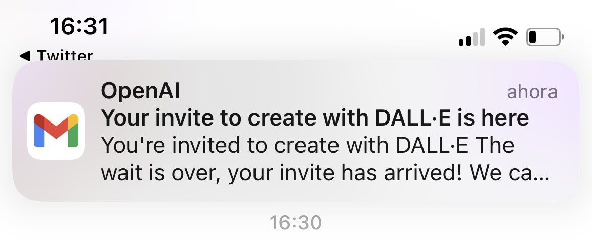 Me llegó, me llegó! 

Alguien desea una invitación? Tengo 3.

#AI #Dalle2 #Imagine