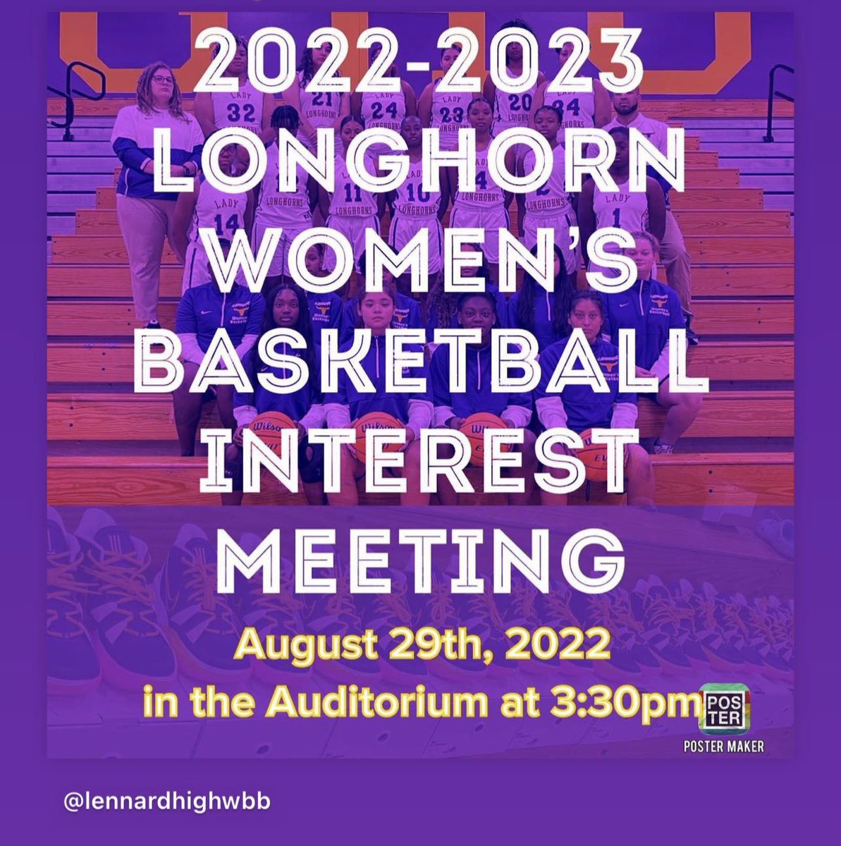 Tomorrow is the day if anybody is Interested in playing for Lennard’s women’s basketball team this year please make sure you come out to get any information you need. @LennardHighWBB