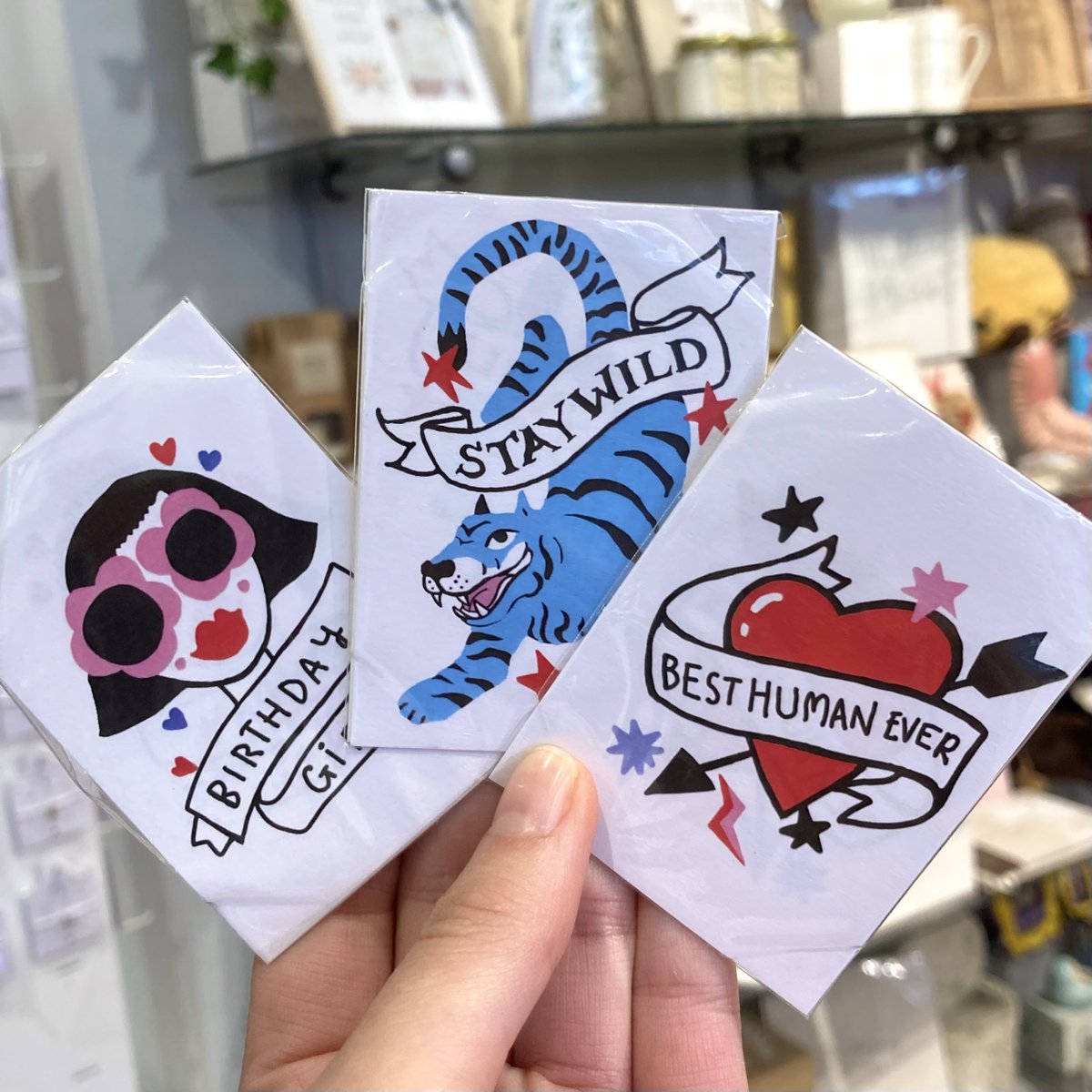 Cards of the week 💌 These ones are pretty special, because not only are they cute af, they also include wee temporary tattoos! A sure fire way for the birthday person stand out from the crowd on their big day 🥳
