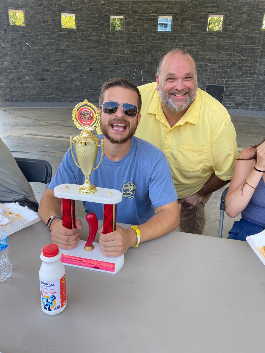CD929fm's tweet photo. Spicy!!! 🥵 Congrats to our eating competition winners at the Fiery Foods Fest. Already looking forward to next year! 

@OXBChicken
@tasty_dawg 
#WoeberMustard https://t.co/yZVvNCNsLh